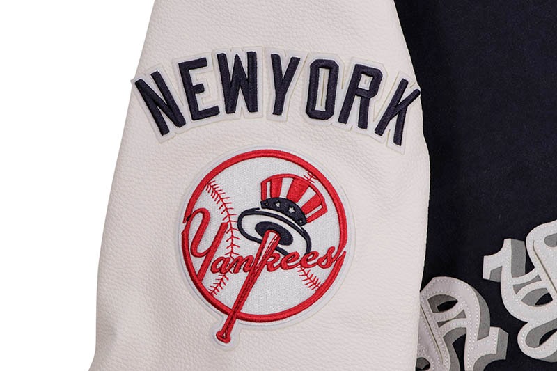 PRO STANDARD NEW YORK YANKEES OLD ENGLISH RIB WOOL VARSITY JACKET (LNY6314653-MNW:MIDNIGHT NAVY/WHITE)