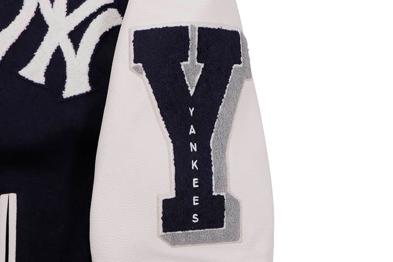 PRO STANDARD NEW YORK YANKEES OLD ENGLISH RIB WOOL VARSITY JACKET (LNY6314653-MNW:MIDNIGHT NAVY/WHITE)