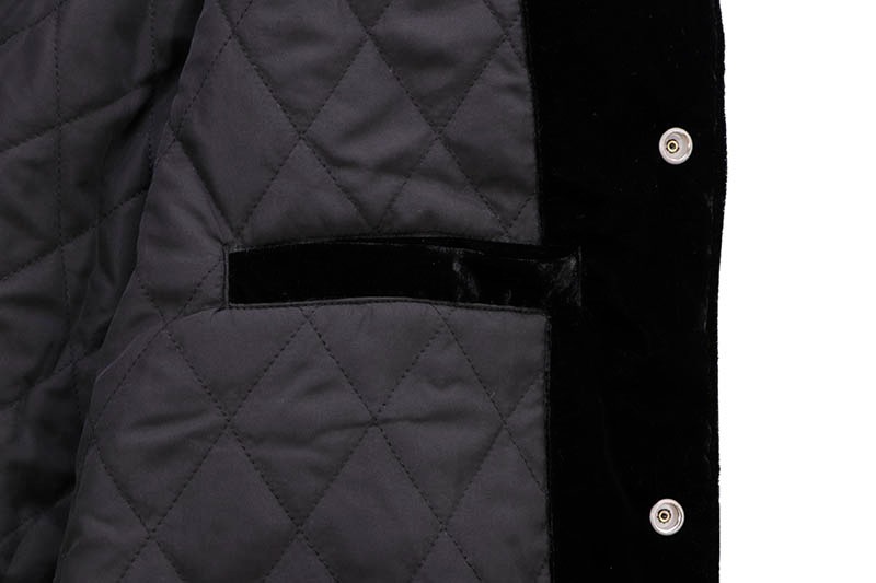 VANSON 50TH ANNIVERSARY SKELTON BONES VELVETEEN BOMBER JACKET (NVJK-2405RZ:BLACK/BLACK)