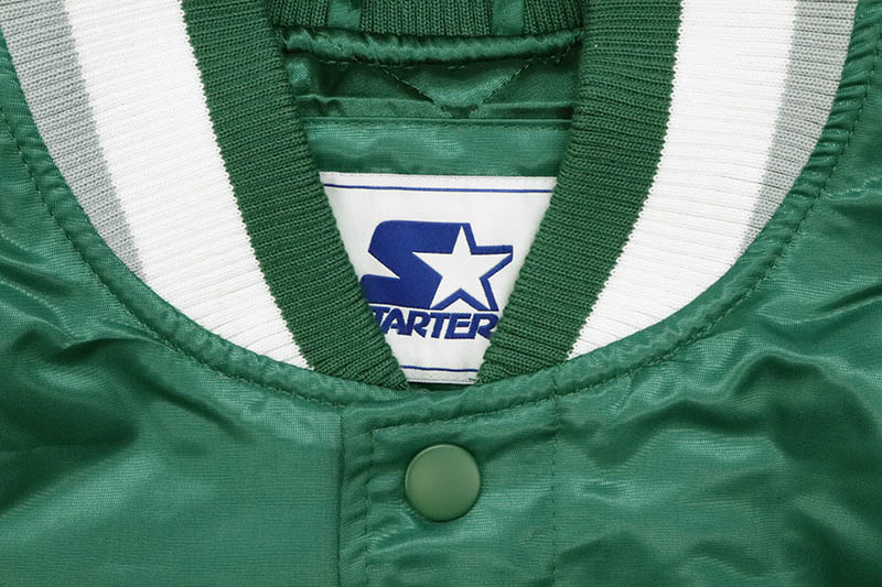 STARTER NEW YORK JETS LOGO SATIN VARSITY JACKET (LS100247:JET/GREEN)