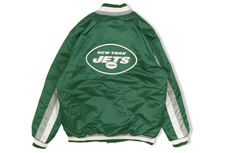 STARTER NEW YORK JETS LOGO SATIN VARSITY JACKET (LS100247:JET/GREEN)