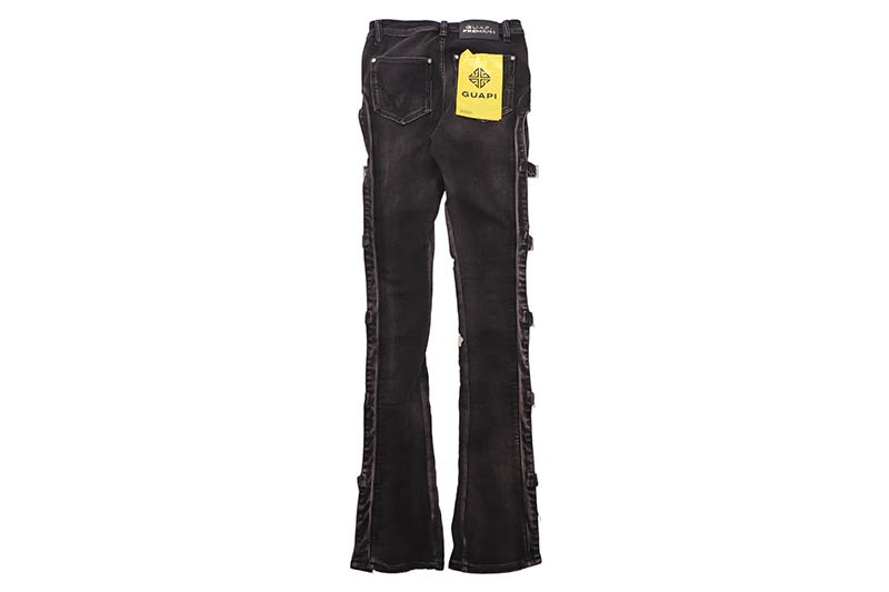 GUAPI OBSIDIAN BLACK CROSS BUCKLE DENIM (870BCBD) | Brand,G-L