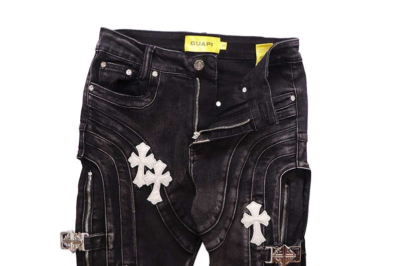 GUAPI OBSIDIAN BLACK CROSS BUCKLE DENIM (870BCBD) | Brand,G-L