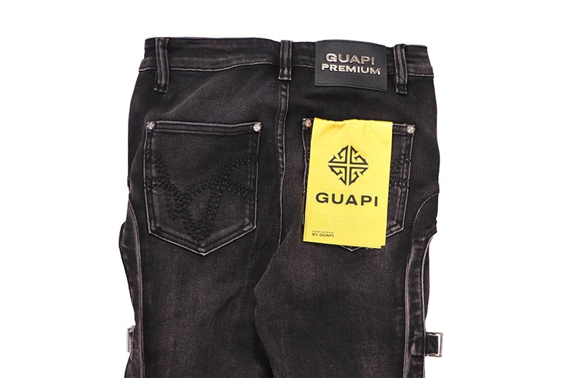 GUAPI OBSIDIAN BLACK CROSS BUCKLE DENIM (870BCBD) | Brand,G-L
