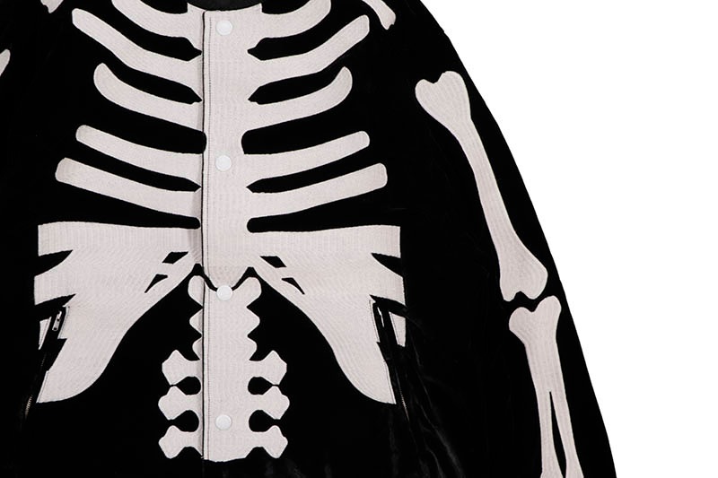VANSON 50TH ANNIVERSARY SKELTON BONES VELVETEEN BOMBER JACKET (NVJK-2405RZ:BLACK/WHITE)