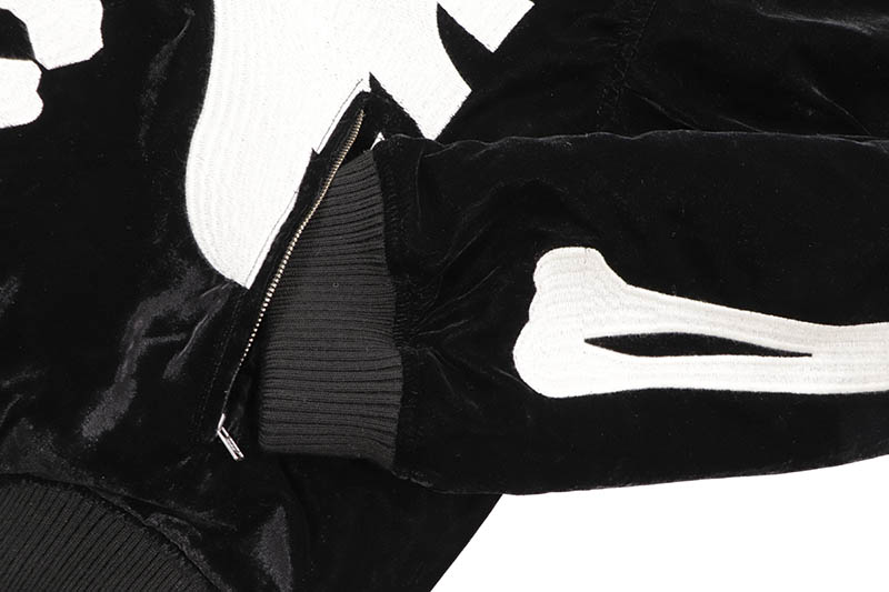 VANSON 50TH ANNIVERSARY SKELTON BONES VELVETEEN BOMBER JACKET (NVJK-2405RZ:BLACK/WHITE)