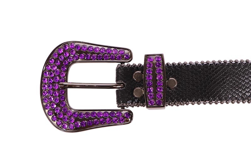 DRIP TRAP ICED OUT RHINESTONE BELT (DT.30:BLACK/PURPLE)