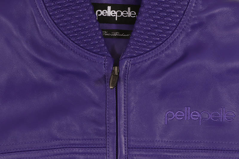 pelle pelle レザージャケット　紫 サイズ12 古着 90's PELLEPELLE ペレペレ 刺繍 パープル HIPHOP ヒップホップ