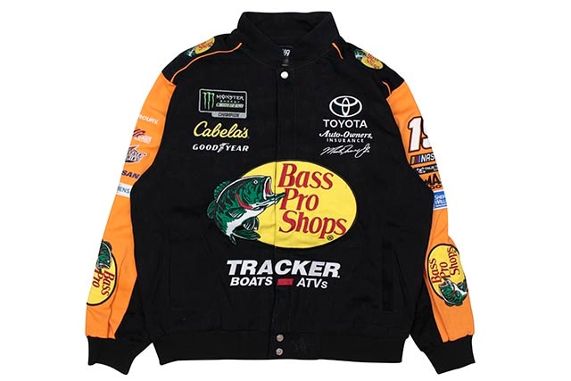 JH Design MARTIN TRUEX JR BASS PRO SHOPS 2019 NASCAR TWILL JACKET (BLACK/ORANGE)