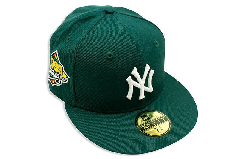 NEW ERA NEW YORK YANKEES 59FIFTY FITTED CAP (1999 WORLD SERIES SIDE PATCH/PINK UNDER VISOR/DARK GREEN)