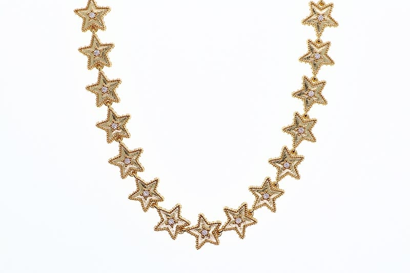 KD JEWELRY DIAMOND STAR LINK CHAIN (KDJ091) (GOLD)