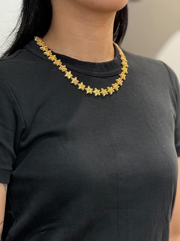 KD JEWELRY DIAMOND STAR LINK CHAIN (KDJ091) (GOLD)