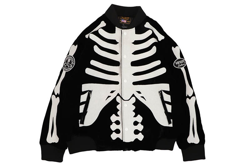 VANSON X MASTERMIND WORLD BONES BOMBER JACKET (MW25C15-BL110:BLACK/WHITE)