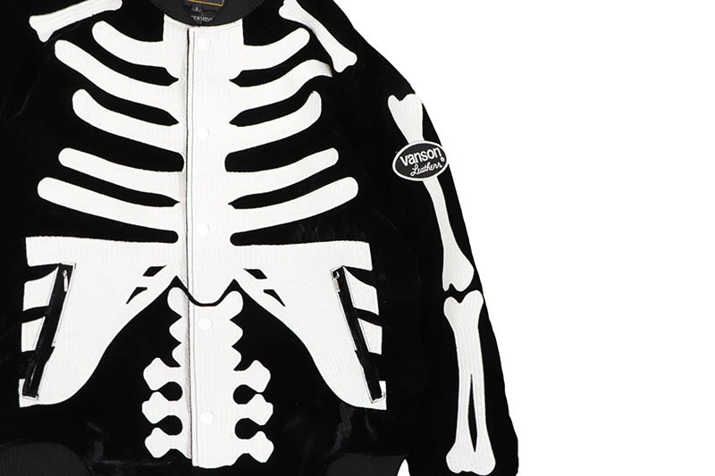 VANSON X MASTERMIND WORLD BONES BOMBER JACKET (MW25C15-BL110:BLACK/WHITE)
