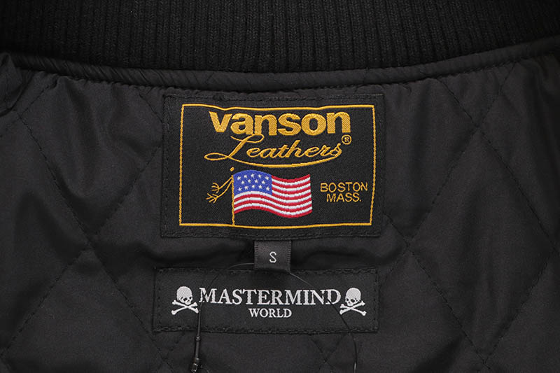 VANSON X MASTERMIND WORLD BONES BOMBER JACKET (MW25C15-BL110:BLACK/WHITE)