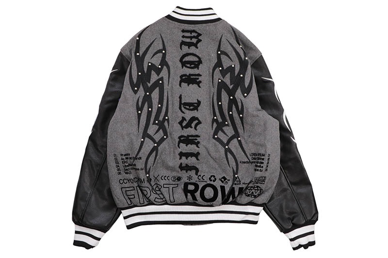 FIRST ROW Y2K TRIBAL VARSITY JACKET (FRJ0081:GREY)