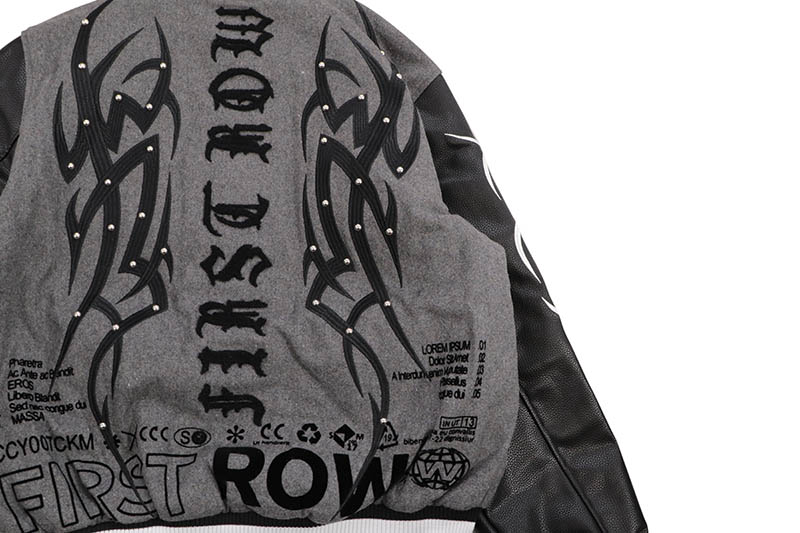 FIRST ROW Y2K TRIBAL VARSITY JACKET (FRJ0081:GREY)