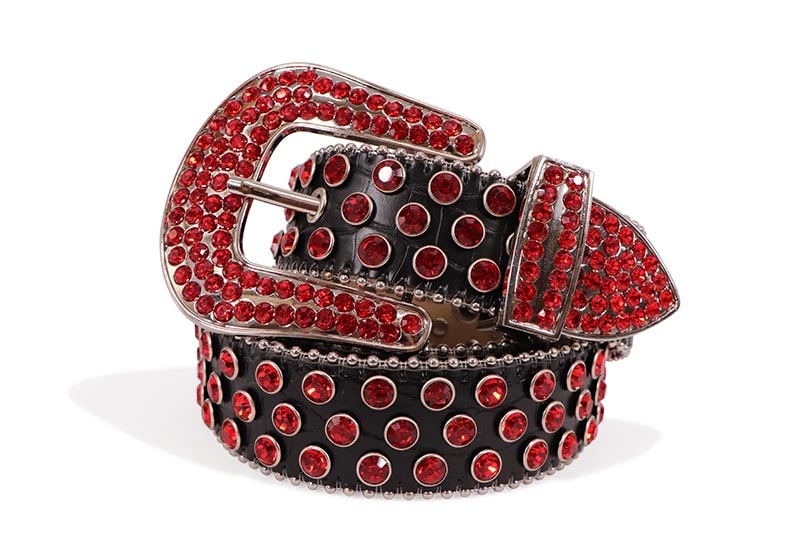 DRIP TRAP ICED OUT RHINESTONE BELT (DT.28:BLACK/RED)