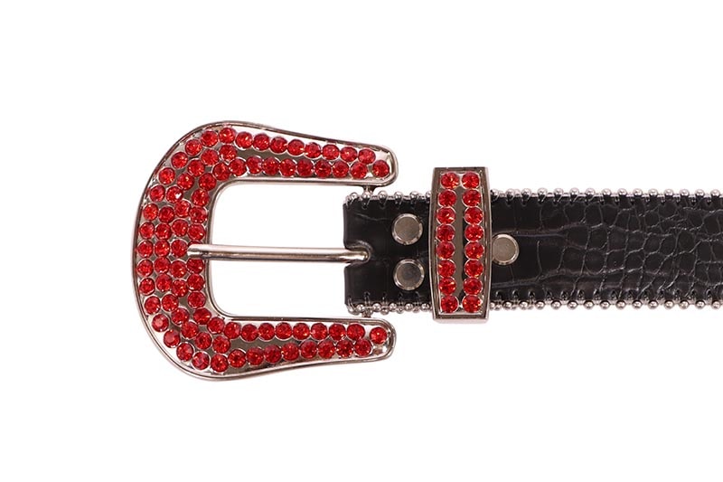 DRIP TRAP ICED OUT RHINESTONE BELT (DT.28:BLACK/RED)
