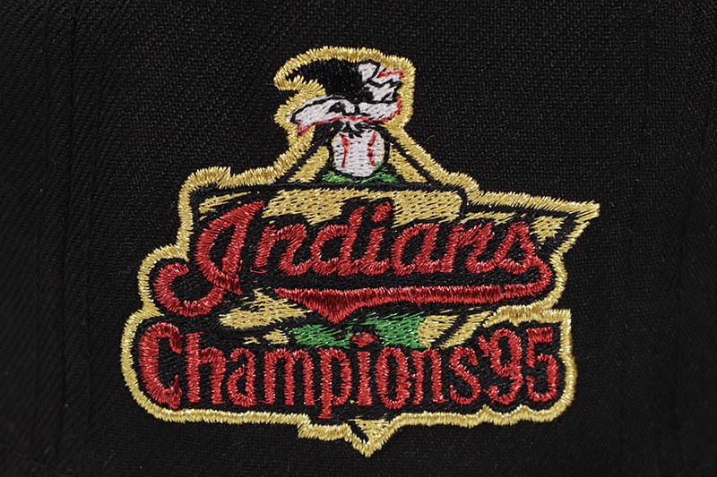 NEW ERA CLEVELAND INDIANS 59FIFTY FITTED CAP (1995 CHAMPIONS SIDE PATCH/SCARLET UNDER VISOR/BLACK) 14693481