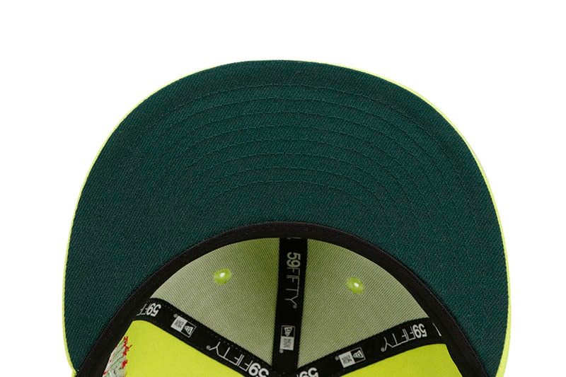 NEW ERA CHICAGO CUBS GUM PACK 59FIFTY FITTED CAP (1990 ALL STAR GAME CUSTOM SIDE PATCH/DARK GREEN UNDER VISOR/LIME GREEN)