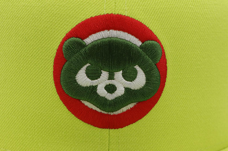 NEW ERA CHICAGO CUBS GUM PACK 59FIFTY FITTED CAP (1990 ALL STAR GAME CUSTOM SIDE PATCH/DARK GREEN UNDER VISOR/LIME GREEN)