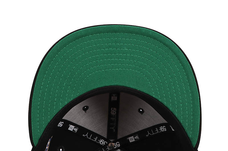 NEW ERA BROOKLYN DODGERS 59FIFTY FITTED CAP (JACKIE ROBINSON 50TH ANNIVERSARY SIDE PATCH/GREEN UNDER VISOR/BLACK)
