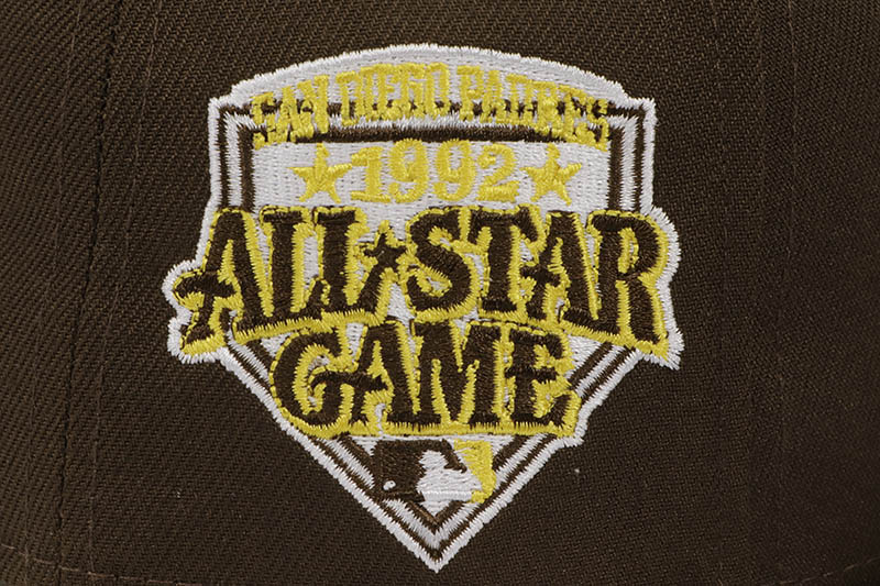 NEW ERA SAN DIEGO PADRES 59FIFTY FITTED CAP (1992 ALL STAR GAME CUSTOM SIDE PATCH/GREY UNDER VISOR/WALNUT)