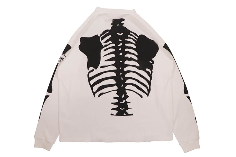 VANSON SKELTON BONES LS THERMAL T-SHIRT (RZV-2510:WHITE)