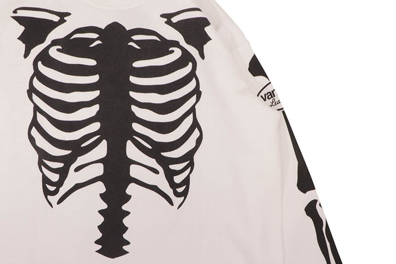 VANSON SKELTON BONES LS THERMAL T-SHIRT (RZV-2510:WHITE)