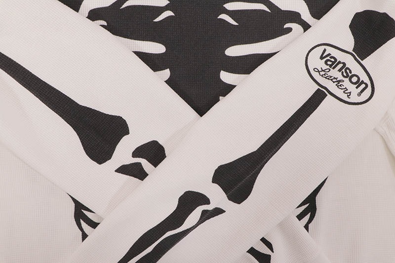 VANSON SKELTON BONES LS THERMAL T-SHIRT (RZV-2510:WHITE)