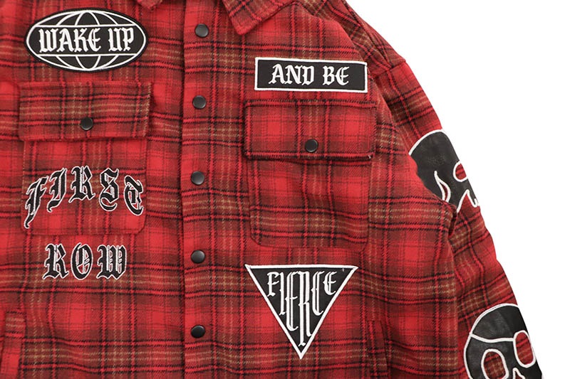 FIRST ROW WAKE UP AND BE FIERCE HOOD SHACKET (FRJ2102:BLACK/RED)