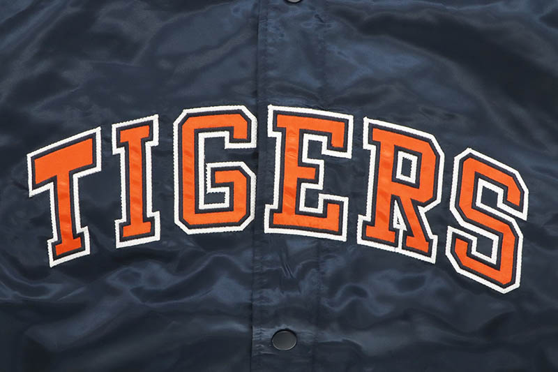 STARTER DETROIT TIGERS LOGO SATIN VARSITY JACKET (LS150297:DTI/NAVY)