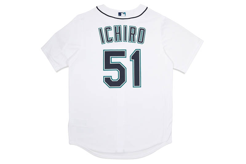 NIKE MLB SEATTLE MARINERS BASEBALL JERSEY (T770-MVWH-QIC-51B:ICHIRO SUZUKI/#51/WHITE)