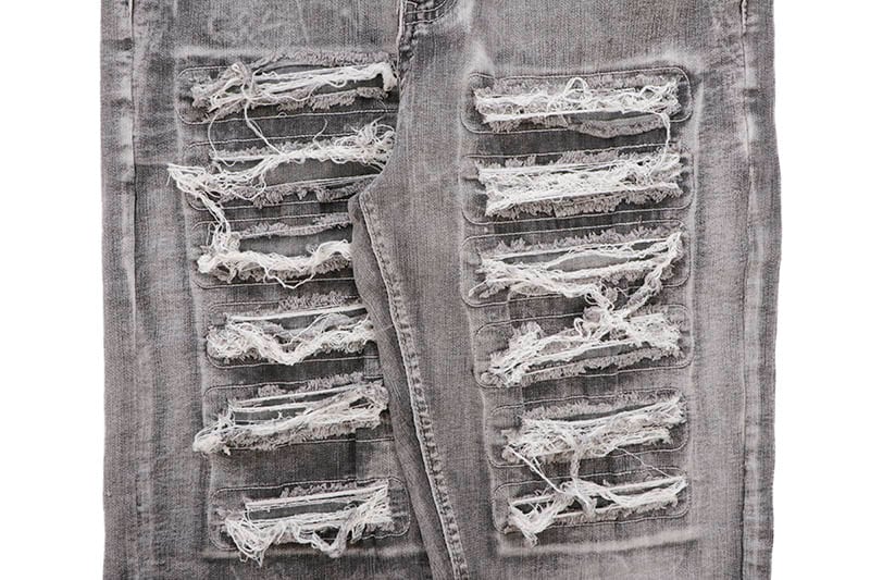 WAIMEA RIPPED SKINNY FIT DENIM SHORTS (AOM7387D:GREY WASH)