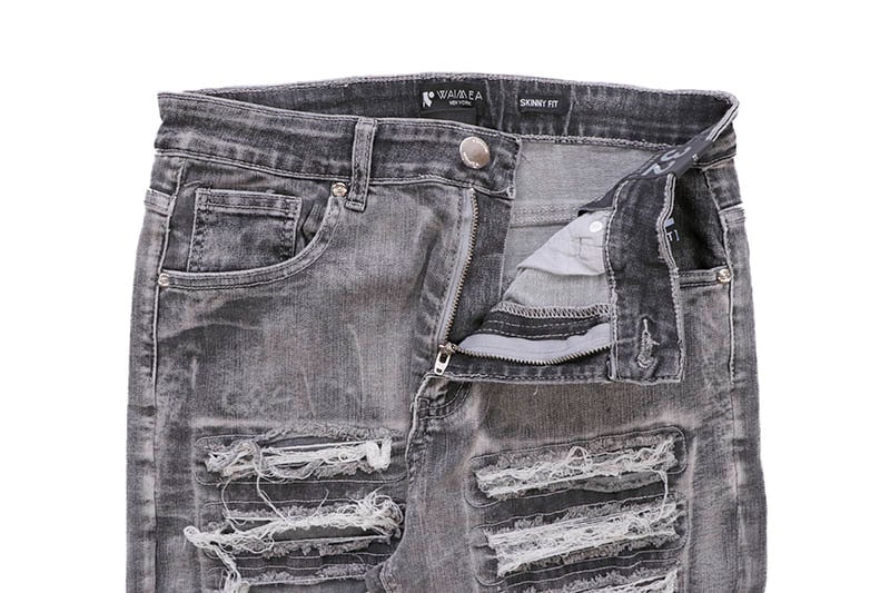 WAIMEA RIPPED SKINNY FIT DENIM SHORTS (AOM7387D:GREY WASH)