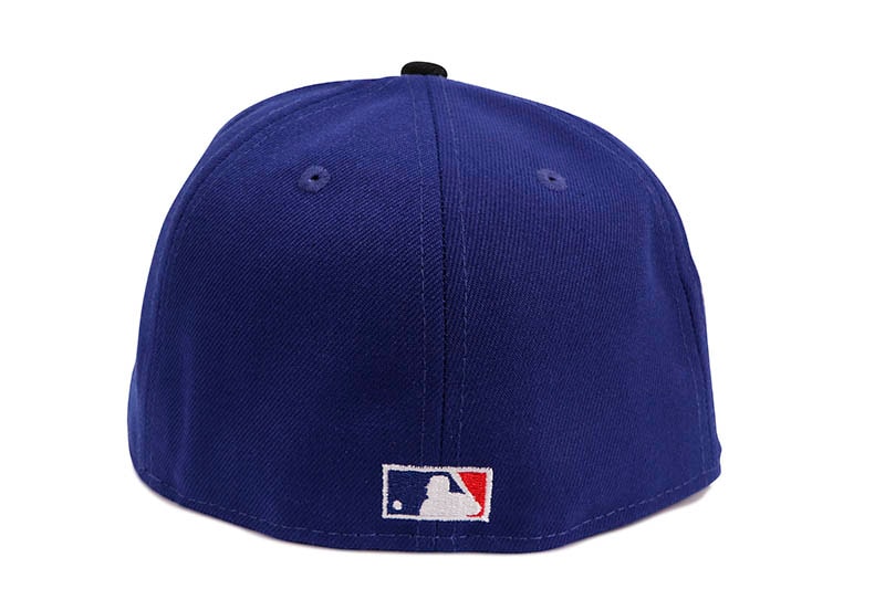 NEW ERA LOS ANGELES DODGERS 59FIFTY FITTED CAP (JACKIE ROBINSON 75TH ANNIVERSARY SIDE PATCH/GREEN UNDER VISOR/DARK ROYAL BLACK)