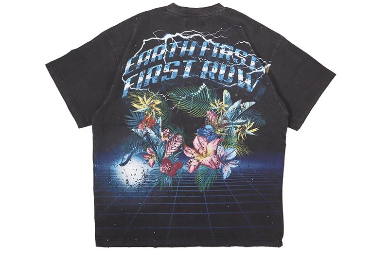 FIRST ROW WASHED EARTH FIRST FLOWER TEE (FRT2181:BLACK) | Brand