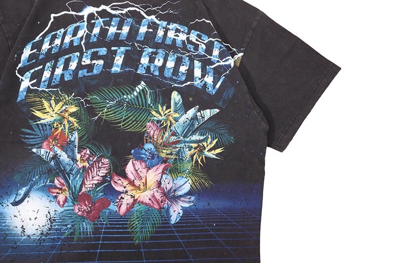FIRST ROW WASHED EARTH FIRST FLOWER TEE (FRT2181:BLACK) | Brand 