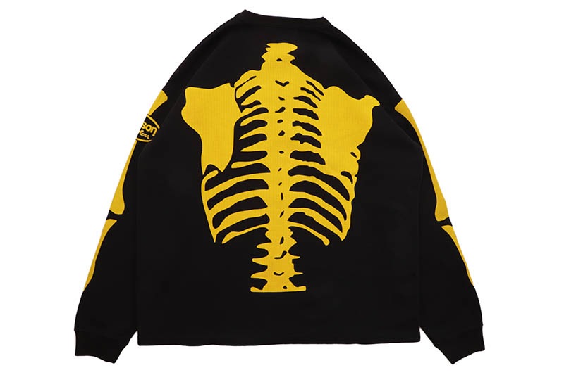 VANSON SKELTON BONES LS THERMAL T-SHIRT (RZV-2510:BLACK)