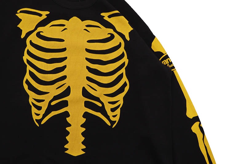 VANSON SKELTON BONES LS THERMAL T-SHIRT (RZV-2510:BLACK)