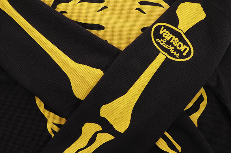 VANSON SKELTON BONES LS THERMAL T-SHIRT (RZV-2510:BLACK)