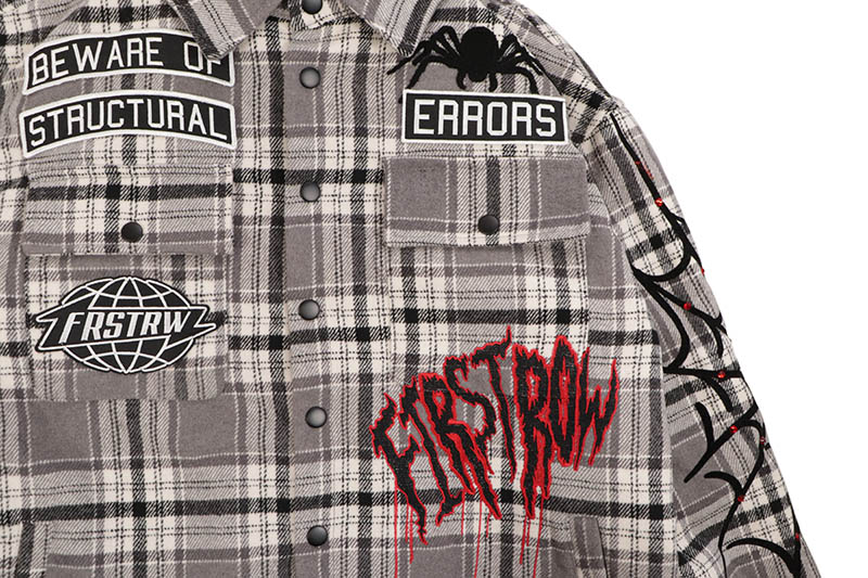 FIRST ROW BEWARE OF STRUCTURAL ERROR HOOD SHACKET (FRJ2107:GREY)