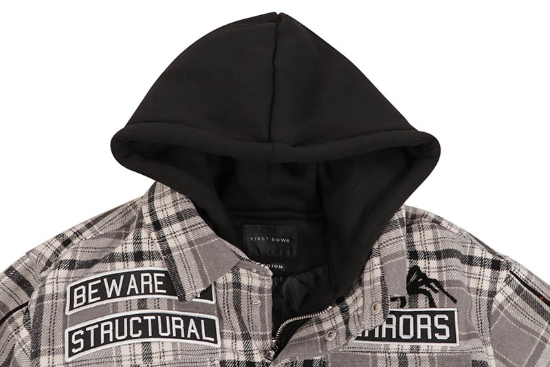 FIRST ROW BEWARE OF STRUCTURAL ERROR HOOD SHACKET (FRJ2107:GREY)