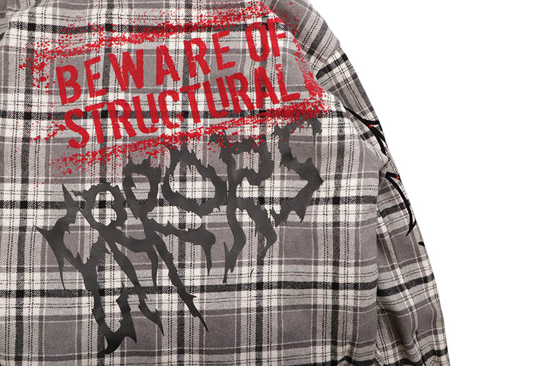 FIRST ROW BEWARE OF STRUCTURAL ERROR HOOD SHACKET (FRJ2107:GREY)