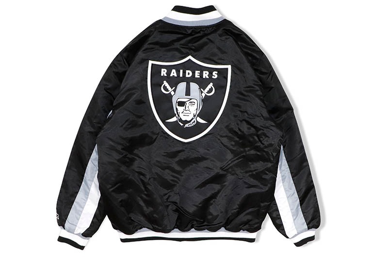 STARTER LAS VEGAS RAIDERS LOGO SATIN VARSITY JACKET (LS100247:RAD