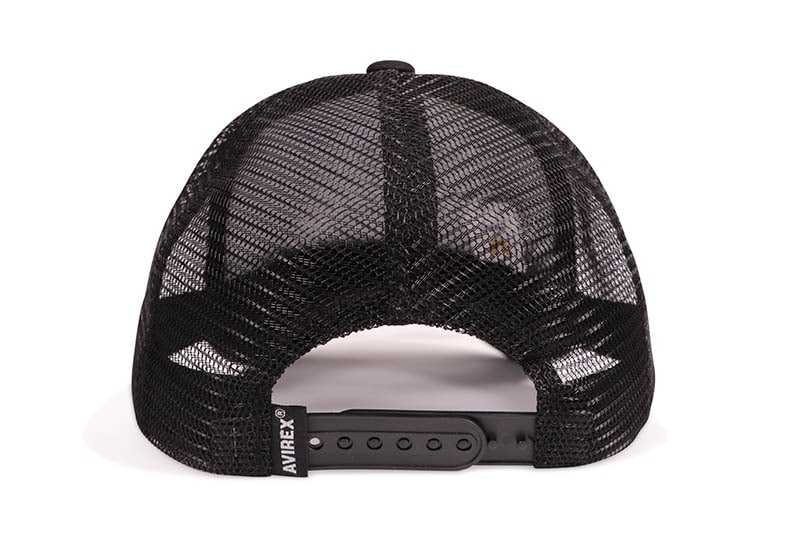 AVIREX VARSITY LOGO TWILL MESH CAP (81580500-80:BLACK/BLACK)