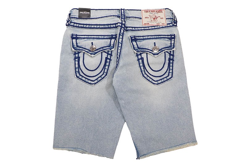 TRUE RELIGION RICKY FRAYED HEM ROPE STITCH FLAP SHORT (110409