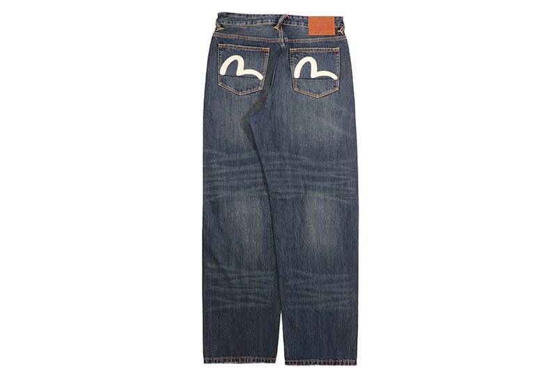 EVISU WHITE SEAGULL CLASSIC LOOSE FIT JEANS #2038