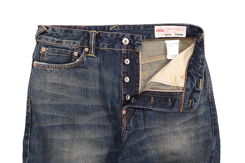 EVISU WHITE SEAGULL CLASSIC LOOSE FIT JEANS #2038